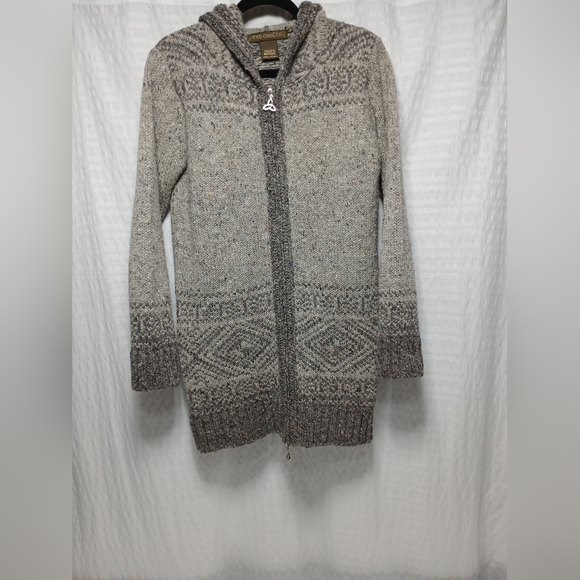 Inis Craft 100% Wool Made In Ireland Fullzip Hooded Sweater Jacket. Ladies M - Picture 1 of 6